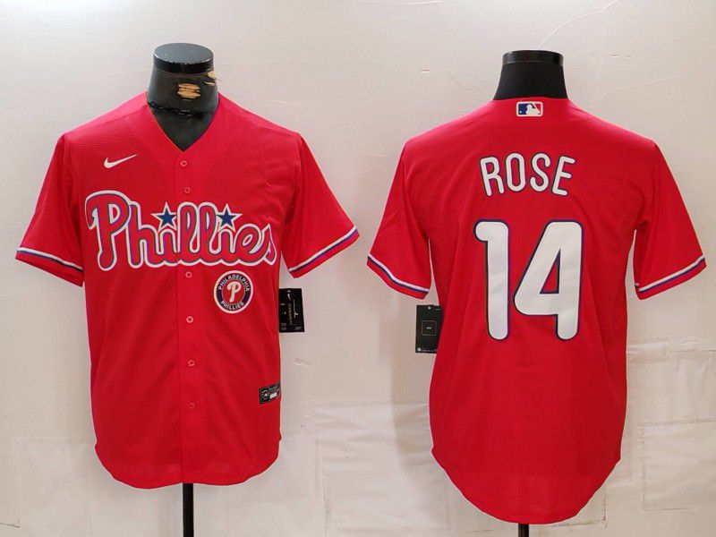 Men Philadelphia Phillies #14 Rose Red Nike Game 2024 MLB Jersey style 3